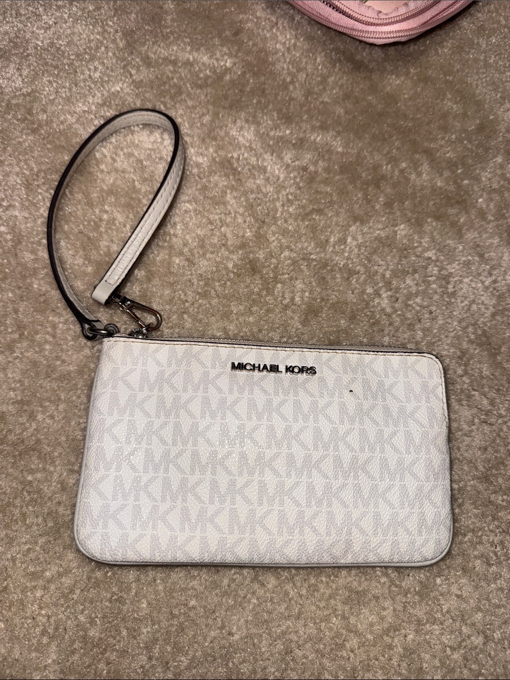 Michael Kors White Signature Wristlet Clutch